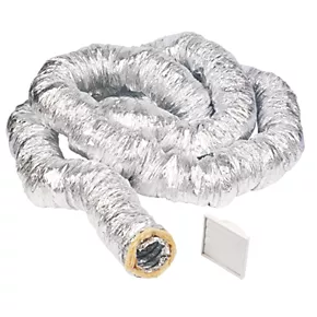 Manrose Aluminium Insulated Flexible Ducting Hose Silver 10m x 127mm 2 Manrose Aluminium Insulated Flexible Ducting Hose Silver 10m x 127mm