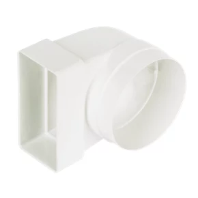 Manrose Round to Rectangular Connector Elbow 90° Bend Adaptor White 100mm 3 Manrose Round to Rectangular Connector Elbow 90° Bend Adaptor White 100mm